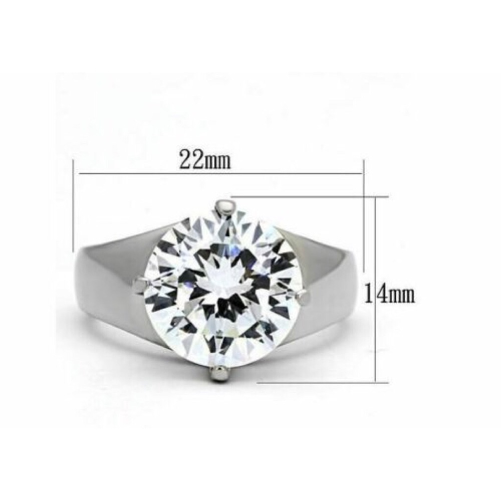 Round Cut Solitaire Cubic Zirconia Band Ring Stainless Steel - Picture 16 of 16